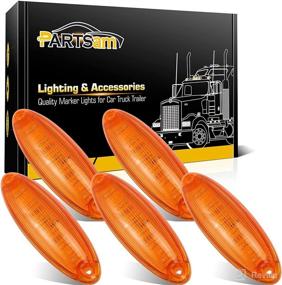 img 4 attached to 🚛 Partsam 5pcs Waterproof Amber Lens Yellow 6 LED Top Cab Marker Roof Running Lights Lamps for Freightliner Cascadia Heavy Duty Trucks - Replacement Solution