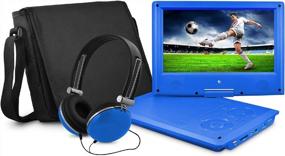 img 4 attached to Entertain On The Go With The Ematic Portable DVD Player - 9-Inch Swivel Screen, Travel Bag, And Headphones In Blue