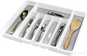 img 3 attached to 🍴 Madesmart Expandable Silverware Tray-White: Classic Collection, 8-Compartments, Sorting Icons, Soft-Grip Lining, BPA-Free