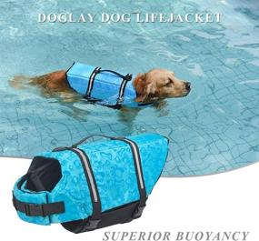 img 2 attached to 🐶 Doglay Dog Life Jacket - Reflective Striped Vest, Adjustable Lifesaver with High Buoyancy Swimsuit for Small, Medium, and Large Dogs