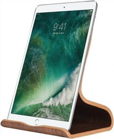 img 4 attached to SAMDI Wood Tablet Stand: Stylish Black Walnut Holder For IPad, Kindle, And Other Tablets (4-13 Inch)