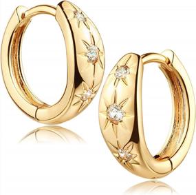 img 4 attached to Dainty Gold Plated Huggie Hoop Earrings For Women - Hypoallergenic With Beaded, Circle, Spike, Snake, Heart, Lightning And CZ Options From Fettero Gold