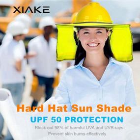 img 2 attached to 2 Pack Hard Hat Sun Shield - Солнцезащитный козырек с полными полями и светоотражающими полосками, желтый повышенной видимости