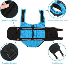 img 1 attached to HAOCOO Dog Life Jacket Vest: Reflective Stripes, Adjustable Belt, Safety Swimsuit Preserver - Blue Bone Design (Size S)