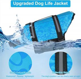 img 3 attached to Жилет для спасательных жилетов для собак HAOCOO: светоотражающие полоски, регулируемый ремень, защитный чехол для купальника - Blue Bone Design (размер S)