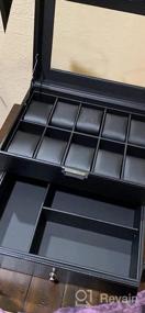 img 8 attached to Keep Your Watches Safe And Organized With BEWISHOME'S 10-Slot Watch Box - Black PU Leather, Real Glass Top, And Valet Drawer Included!