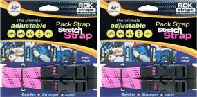 img 1 attached to ROK Straps 10356 Adjustable Pack Stretch Strap for Motorcycle/ATV, 42&#34; , Flat Cargo Bungee Tie-Downs - Pink/Black. Set of 2 Pairs