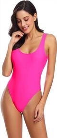 img 2 attached to MIAIULIA Women'S Retro 80S/90S Inspired High Cut Low Back Padding One Piece Swimwear Bathing Suits