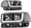 autosaver88 led drl headlights assembly compatible with 1999 -2006 gmc sierra 1500 2500 / 2001-2006 sierra 1500hd 2500hd 3500 / 2001-2006 yukon xl headlamp black housing clear reflector logo