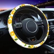 🌼 white & yellow floral steering wheel cover for women - soft anti-slip protector for car interior - universal fit for suvs & trucks - 15 inches - trendy car accessories! логотип