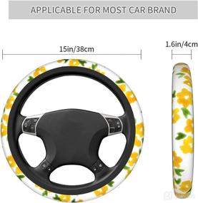 img 1 attached to 🌼 White & Yellow Floral Steering Wheel Cover for Women - Soft Anti-Slip Protector for Car Interior - Universal Fit for SUVs & Trucks - 15 Inches - Trendy Car Accessories!