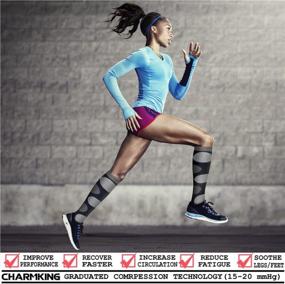 img 3 attached to Комплект из 8 компрессионных носков CHARMKING для женщин и мужчин - поддержка кровообращения 15-20 мм рт. ст. для спортивного бега и езды на велосипеде