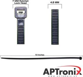 img 2 attached to 🔗 APTronix 10 Inch Black Nylon Zip Ties - 250 Premium Heavy Duty Cable Ties for Secure Wire Management