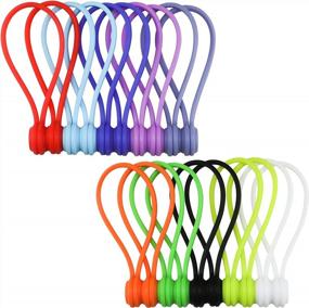 img 4 attached to Magnetic Cable Ties By Teskyer - Organize Your Home And Office Cables With 20 Pack Silicone Ties In Mixed Color
