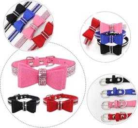 img 2 attached to 🎀 Stylish Rhinestone Bow Knot Puppy Collar: Colorful Crystal Bling for Small Dogs & Cats - XS, Medium, Large