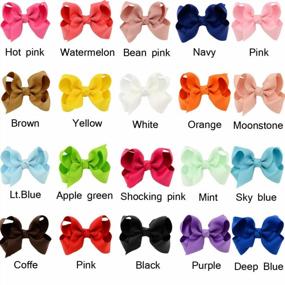 img 2 attached to Set Of 80 Baby Girls' Grosgrain Boutique Hair Bows Clips In Solid Colors - 3 Inch Ribbon Clips For Infants, Toddlers, Kids, And Teens - Includes 40 Pairs