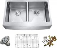 upgrade your kitchen with a 33-inch handmade apron-front sink - includes grids and strainer! logo