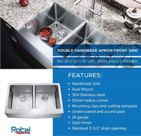 img 3 attached to Upgrade Your Kitchen With A 33-Inch Handmade Apron-Front Sink - Includes Grids And Strainer!