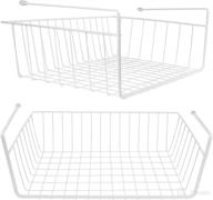 tebery 2 pack white under shelf wire basket hanging storage baskets: efficient add-on racks for kitchen pantry, desk, and bookshelf organization логотип