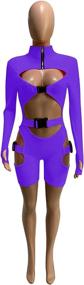 img 3 attached to Romper Bodycon Jumpsuit Buckle Clubwear Women's Clothing at Jumpsuits, Rompers & Overalls