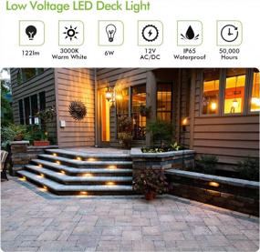 img 3 attached to Low Voltage LED Landscape Deck Light, 10 Inch 6W 122LM 12V Wired For Outdoor Yard Lawn Step And Stair Lighting, Die-Cast Aluminum Construction, Waterproof, 15-Year Lifespan, 6 Pack