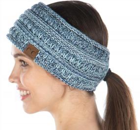 img 4 attached to Funky Junque 4 Tone Lt Blue Headwrap For Women'S Ponytail And Messy Bun