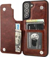 protect your samsung galaxy s22 plus in style with onetop's wallet case with kickstand, card slots, and double magnetic clasp in durable pu leather (brown) logo