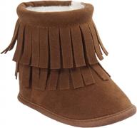 dark brown leather double fringe baby snow boots - toddler moccasin boot size l logo