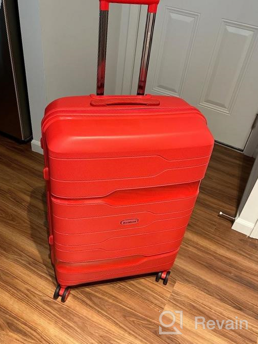 img 1 attached to Purple Rockland Linear 3-Piece Hardside Spinner Wheel Luggage Set (19/23/27) review by Lillian Rodriguez