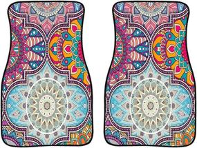 img 2 attached to INSTANTARTS 2 Piece Boho Flowers Pattern Auto Floor Mats