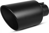 upgrade your vehicle's look with autosaver88 4 inch inlet black exhaust tip - stainless steel, powder coated finish, rolled angle cut - fits 4" outside diameter tailpipe, bolt-on installation logo