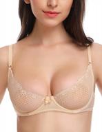 wingslove women's demi shelf bra - a sexy lace balconette with mesh, underwire, and unlined design logo