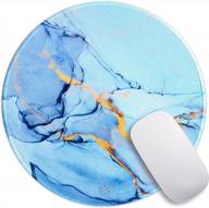 enhance your gaming setup with oriday's stylish round mouse pad - blue ocean theme, large size, and durable stitched edges logo