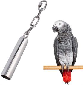 img 4 attached to 🪶 Bite Toy for Parrot Parakeet Budgie Cockatiel Conure African Greys - Stainless Steel Hanging Bell Cage Toy (Size S)