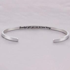 img 2 attached to Engraved Skinny Bracelets For Women - Inspirational Mantra Quotes For Her, Funny Gifts, Bangle Cuff Jewelry By BTYSUN