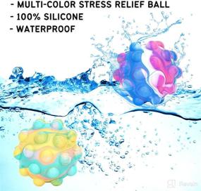 img 1 attached to 🌈 2-Pack Pop Ball Fidget Toy, Push Bubble Sensory Toy, Squeeze Ball, Stress Relief Antistress Ball for Kids and Adults - Dark Blue/Pink + Rainbow