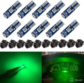 img 4 attached to 🔌 BlyilyB 10-Pack Green T5 2721 37 74 Wedge LED Bulb PC74 Twist Sockets – Replacement Dash Dashboard Lights Instrument Panel Cluster LEDs Lamps