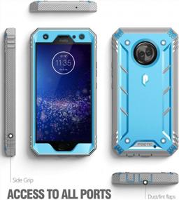 img 3 attached to Heavy Duty Moto X4 Rugged Case With 360° Protection & Built-In Screen Protector - Poetic Revolution Blue