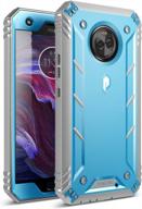 heavy duty moto x4 rugged case with 360° protection & built-in screen protector - poetic revolution blue logo