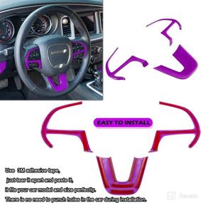 img 2 attached to 🚗 Interior Accessories: Purple Steering Wheel Cover Trims for 2014+ Durango, Jeep Grand Cherokee SRT8, 2015-2020 Dodge Challenger & Charger