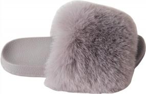 img 4 attached to Stay Comfy And Stylish With Gegefur Women'S Faux Fur Slide Sandals