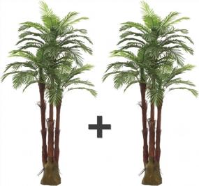 img 4 attached to AMERIQUE AMPHP6FTPK2 Pair Gorgeous & Unique 6 Feet Triple Trunk Phoenix Palm Artificial Plant Tree, Real Touch Technology, With UV Protection, Super Quality, 6' Each, Emerald Green, 2