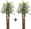 amerique amphp6ftpk2 pair gorgeous & unique 6 feet triple trunk phoenix palm artificial plant tree, real touch technology, with uv protection, super quality, 6' each, emerald green, 2 logo