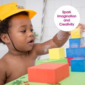 img 2 attached to Edushape Floating Blocks Bath Toy Set: Teach Cause And Effect, Reasoning & Cognitive Skills For Infants, Babies & Toddlers