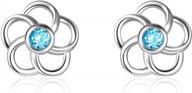 sterling silver stud earrings with delicate crystal rose flowers for women and girls logo
