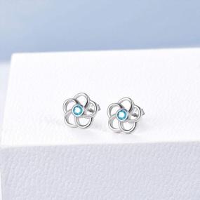 img 1 attached to Sterling Silver Stud Earrings With Delicate Crystal Rose Flowers For Women And Girls