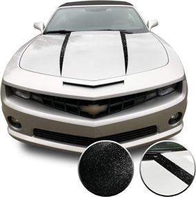 img 4 attached to Optix Hood Spears Stripes Vinyl Decal Overlay Wrap Trim Inserts Sticker Совместимость с Camaro 2010 2011 2012 2013 2014 2015 — Glitter Gloss Black