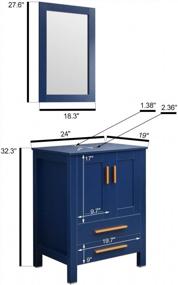 img 1 attached to Puluomis 24-дюймовый туалетный столик для ванной комнаты с синей стеклянной раковиной, синий современный деревянный светильник, подставка для тумбы с зеркалом