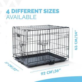 img 1 attached to 36-Inch Folding Metal Dog Crate with 2 Doors (Front & Side), Chew-Resistant Plastic Base Tray & Carrier Handle – Pet Crates for Small, Medium & Large Dogs – Ideal for Puppy Training - Black