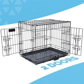 img 3 attached to 36-Inch Folding Metal Dog Crate with 2 Doors (Front & Side), Chew-Resistant Plastic Base Tray & Carrier Handle – Pet Crates for Small, Medium & Large Dogs – Ideal for Puppy Training - Black